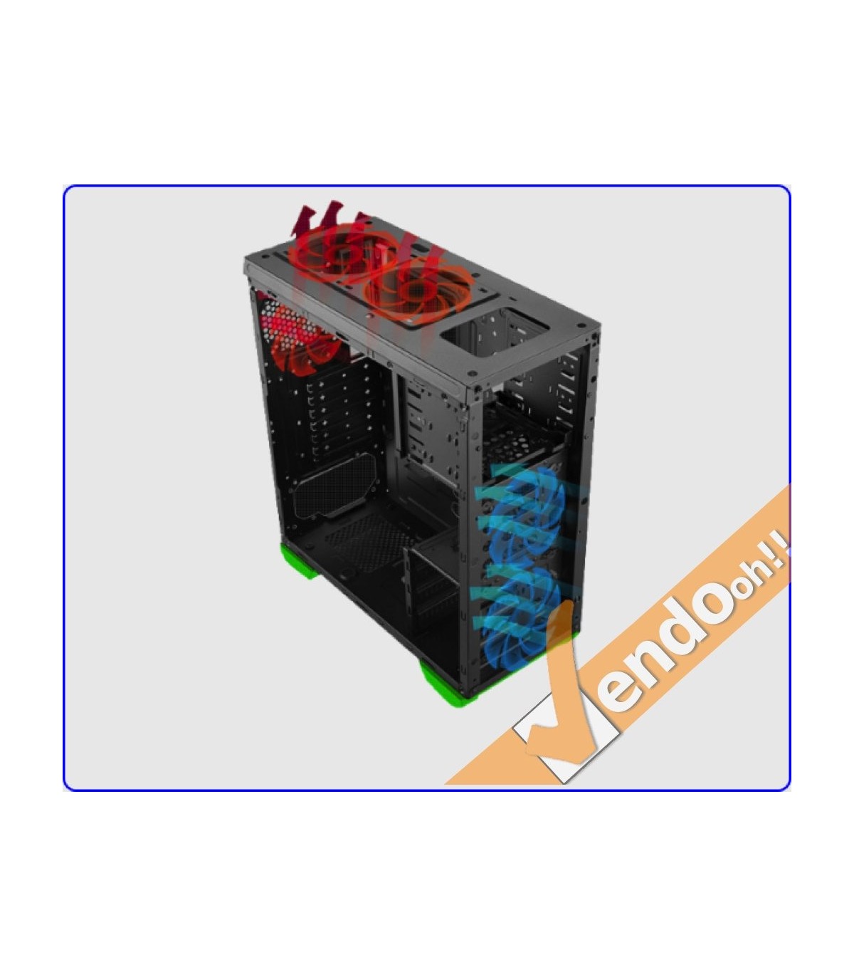 CASE ATX COMPUTER CABINET PC TOWER METALLO PLASTICA NERO CON ALIMENTATORE 500W