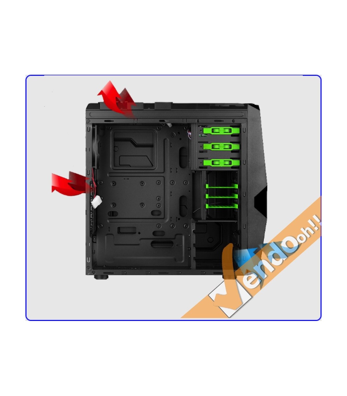 CASE ATX COMPUTER CABINET PC TOWER METALLO PLASTICA NERO CON ALIMENTATORE 500W