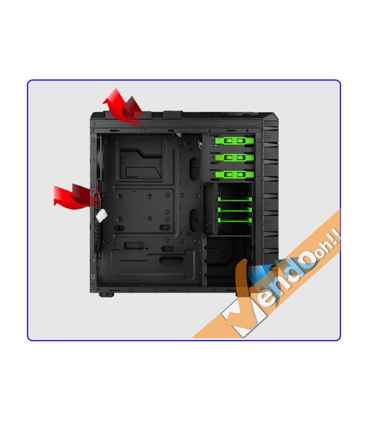 CASE ATX COMPUTER CABINET PC TOWER METALLO PLASTICA NERO CON ALIMENTATORE 500W