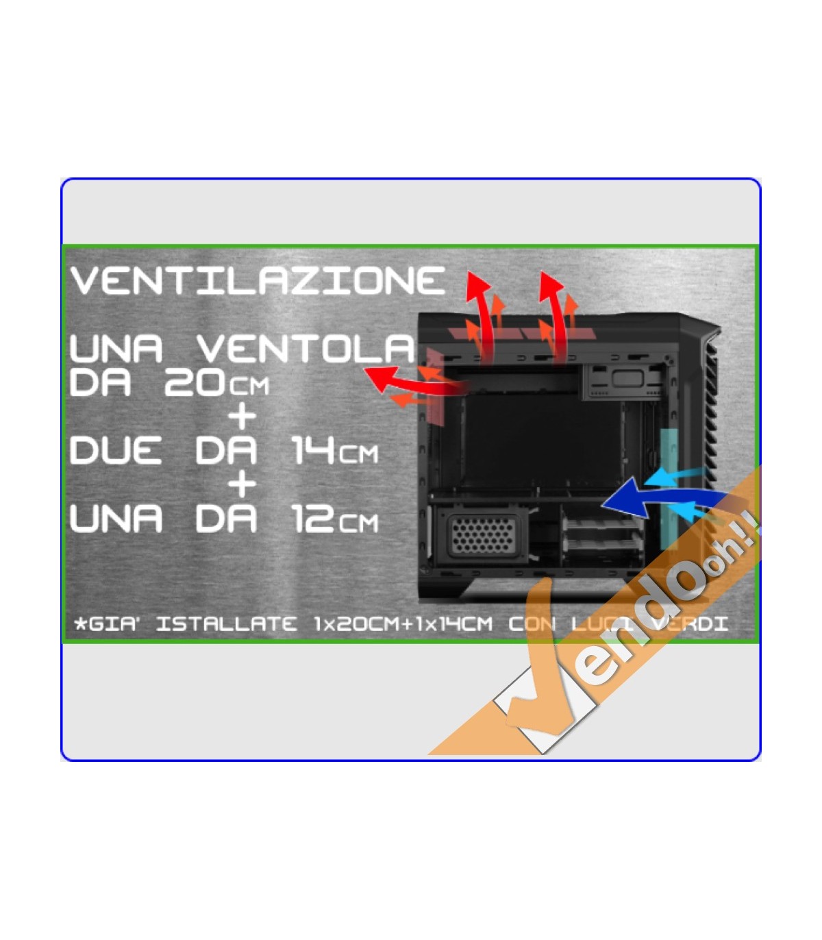 CASE MICRO ATX COMPUTER CABINET PC BIG CUBE ALLOGGI SSD BASCULANTI USB3.0 2.0