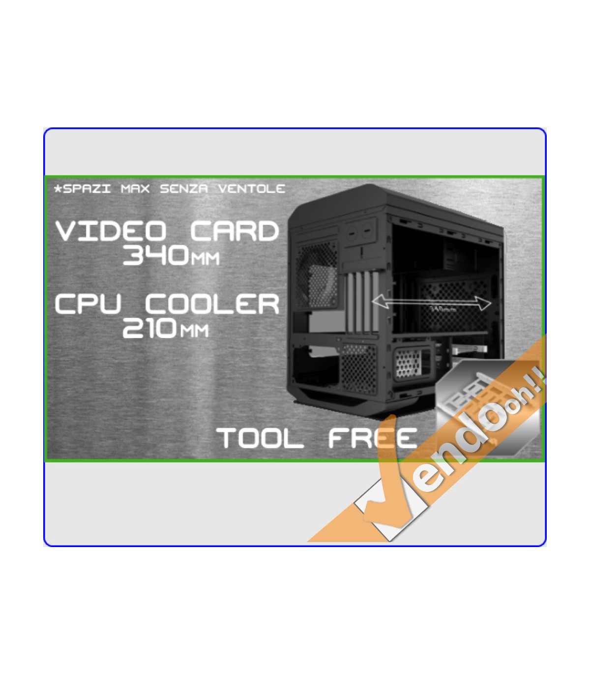 CASE MICRO ATX COMPUTER CABINET PC BIG CUBE ALLOGGI SSD BASCULANTI USB3.0 2.0