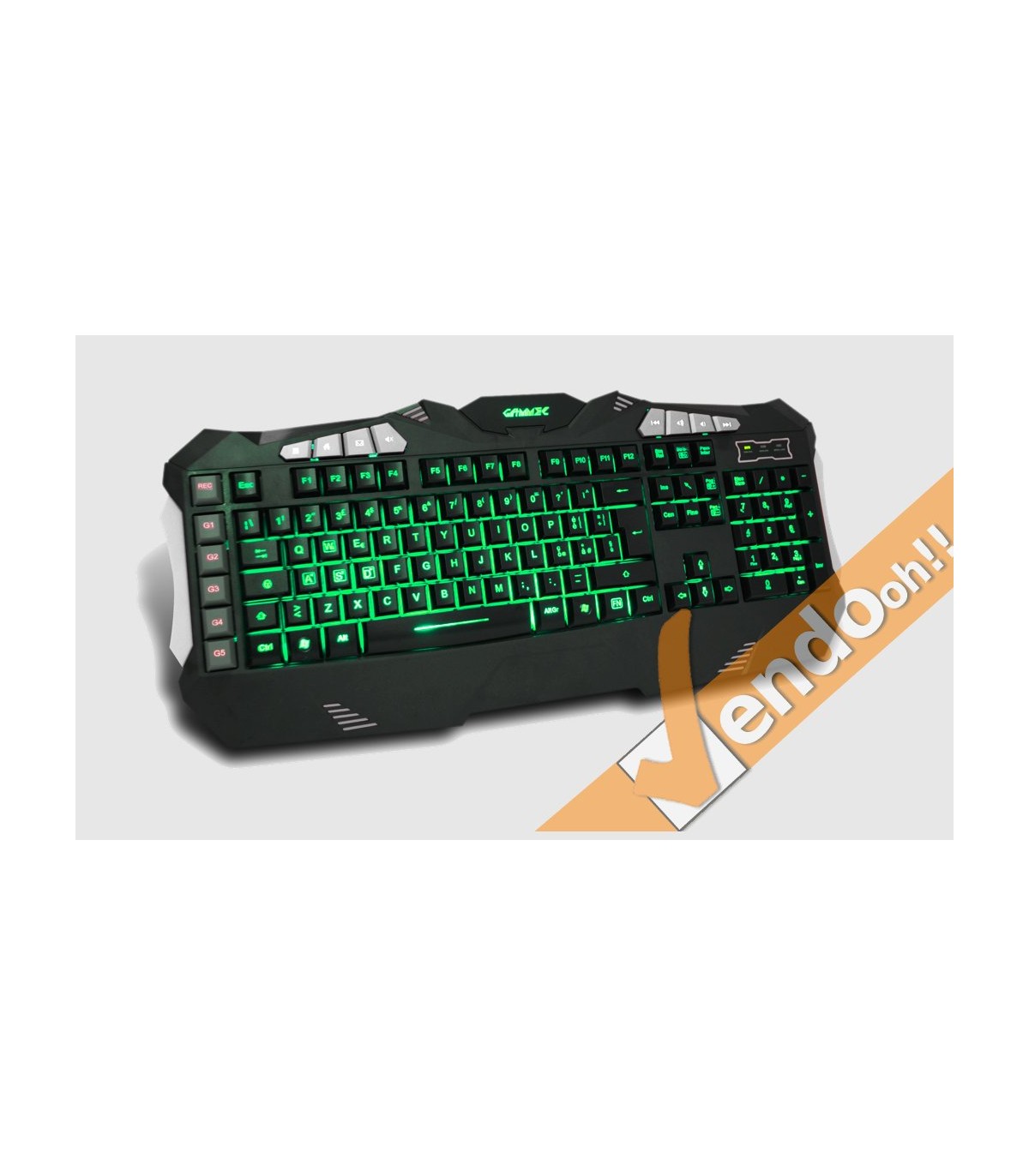 TASTIERA USB GAMING RETRO ILLUMINATA MULTIMEDIALE MACRO PROGRAMMABILE ITALIANA