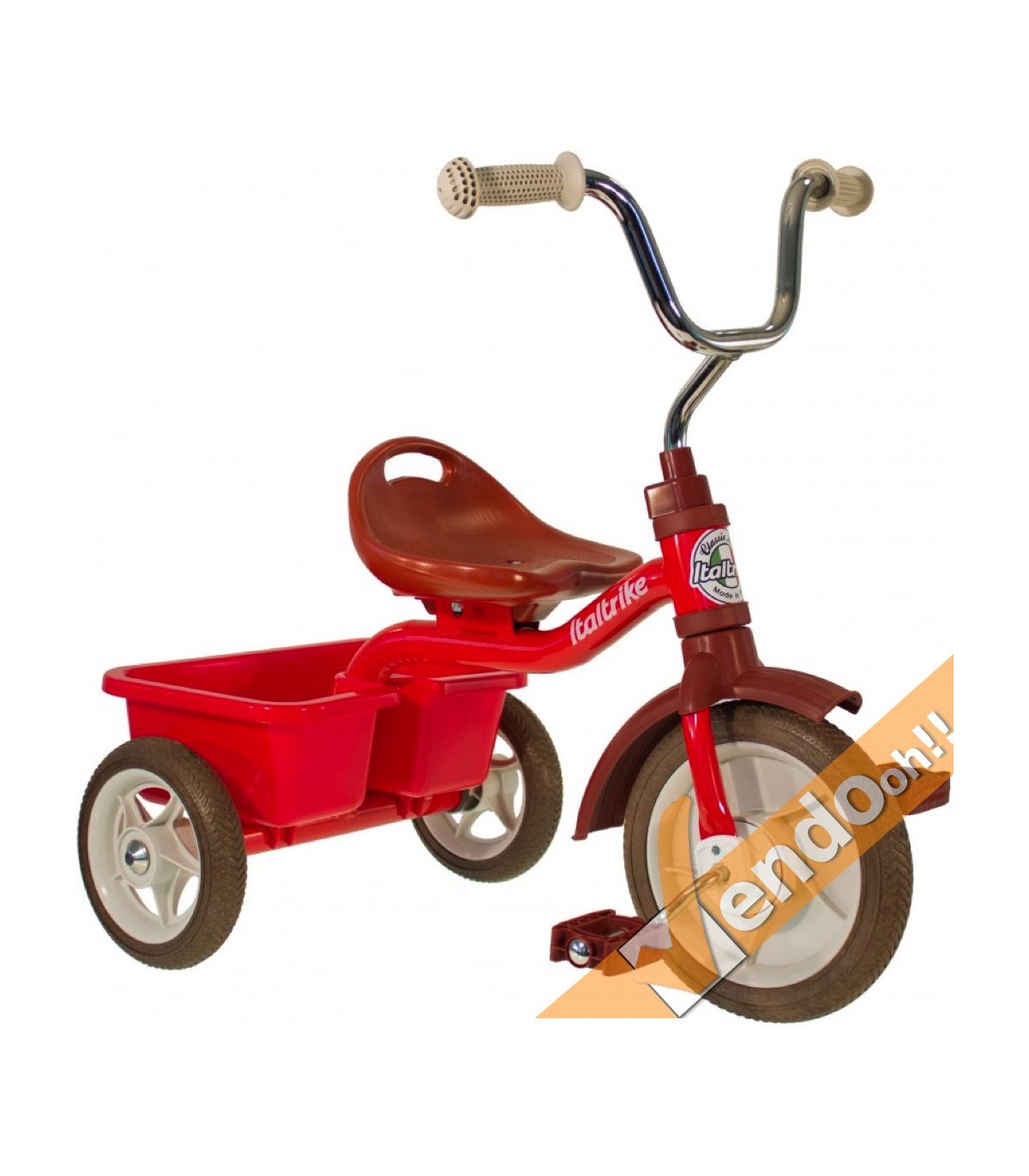 TRICICLO IN METALLO CON CASSETTA POSTERIORE TRASPORTO COSE BAMBINI BIMBO BIMBI