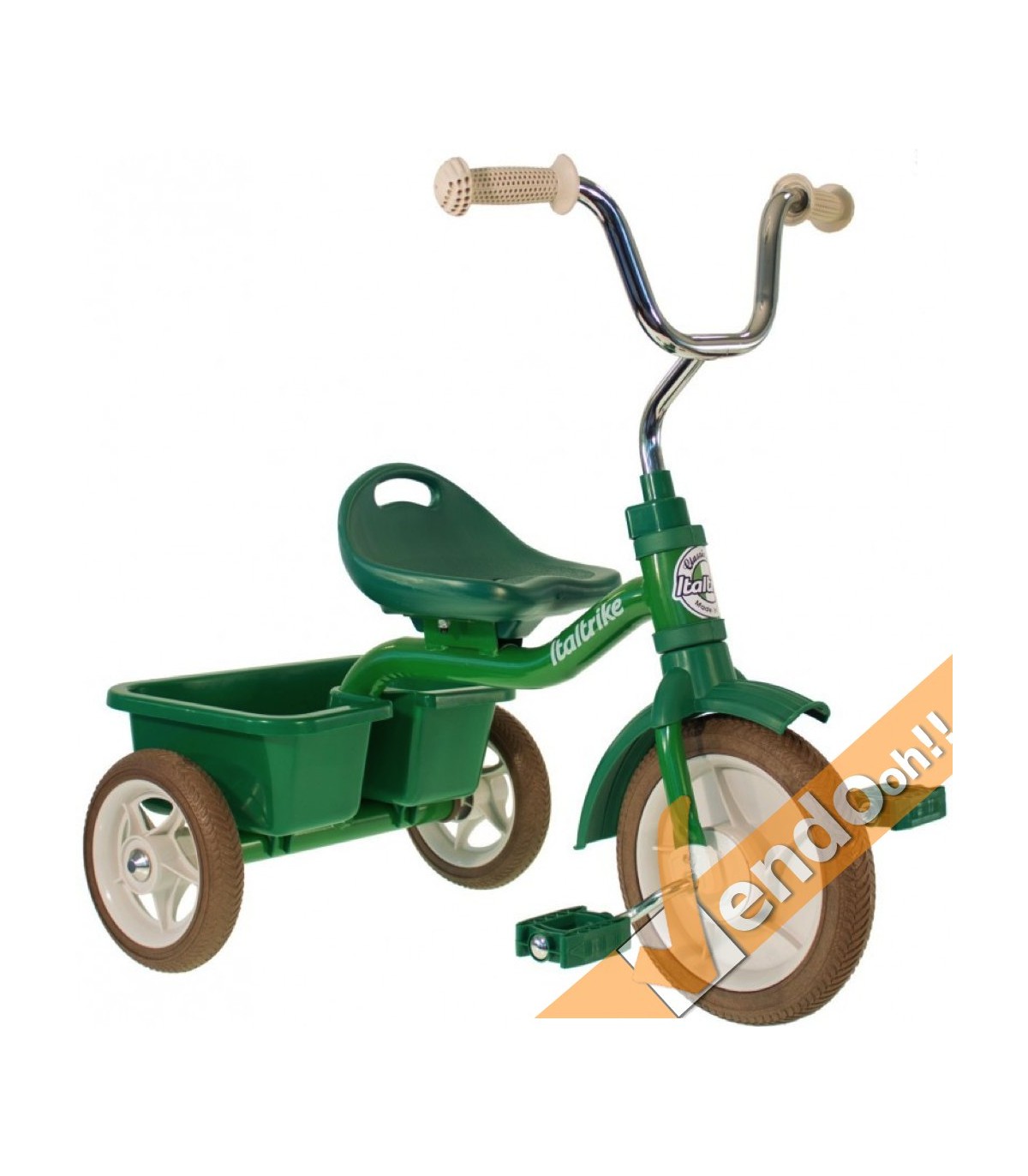 TRICICLO IN METALLO CON CASSETTA POSTERIORE TRASPORTO COSE BAMBINI BIMBO BIMBI