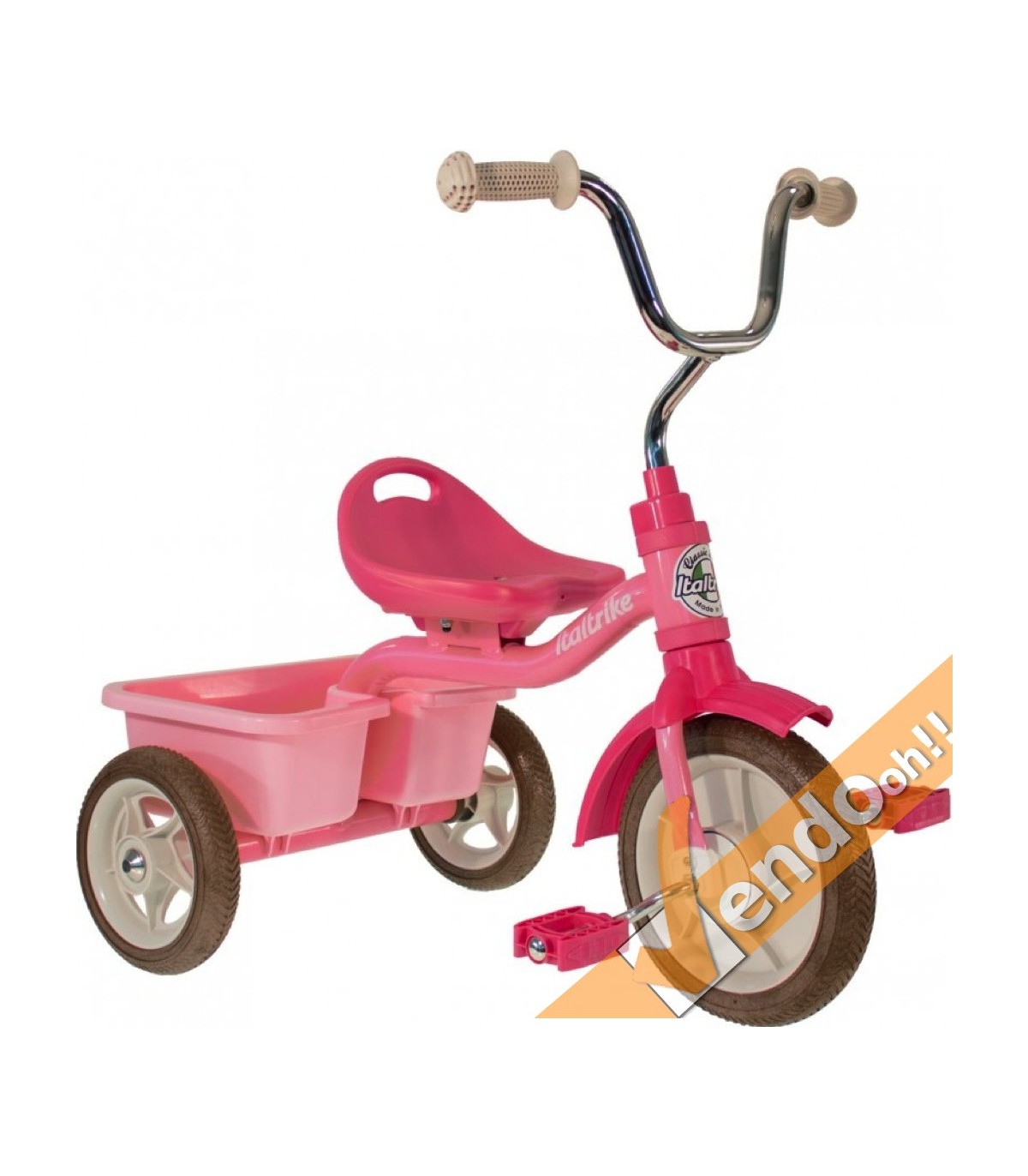 TRICICLO IN METALLO CON CASSETTA POSTERIORE TRASPORTO COSE BAMBINI BIMBO BIMBI