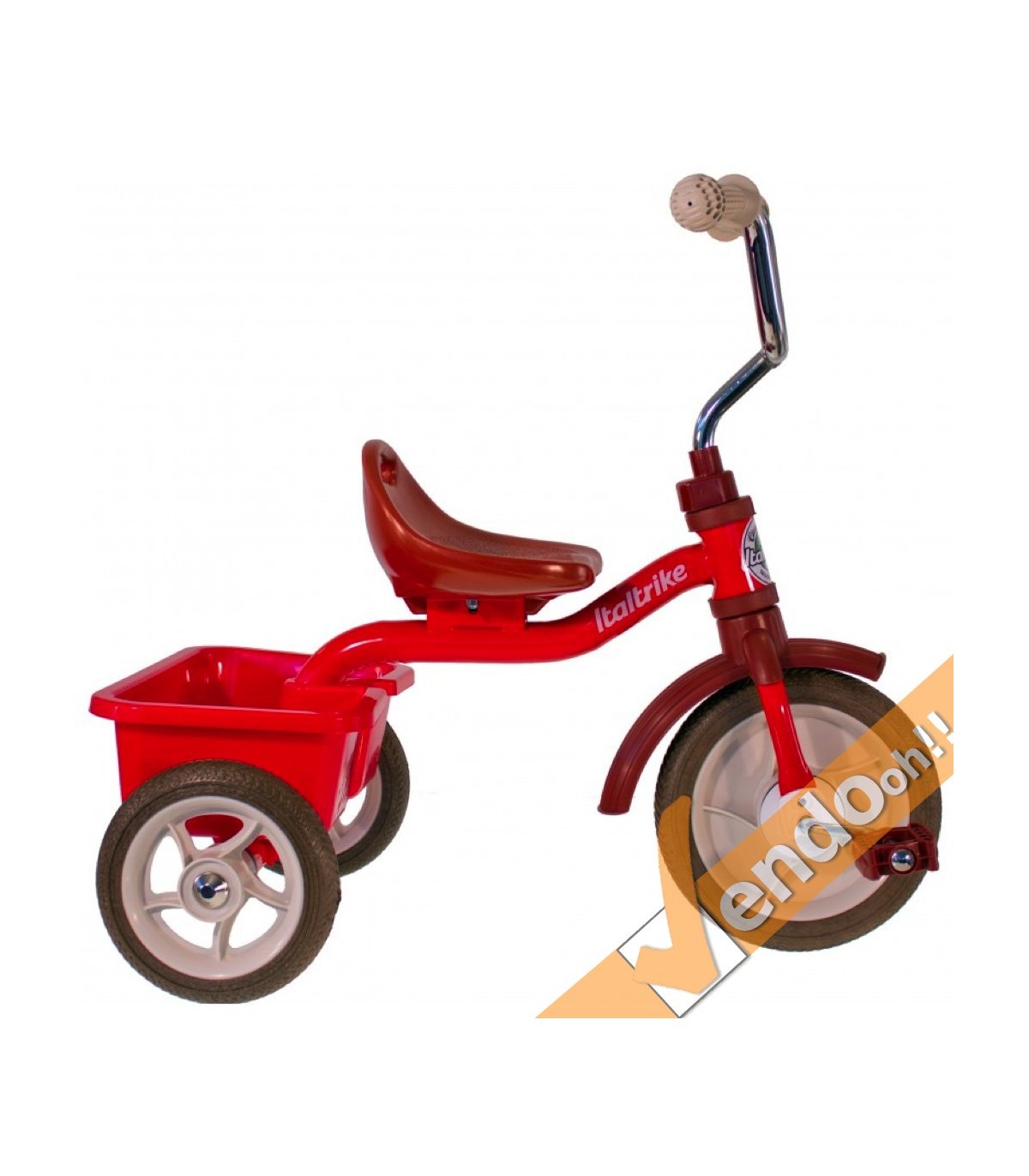 TRICICLO IN METALLO CON CASSETTA POSTERIORE TRASPORTO COSE BAMBINI BIMBO BIMBI