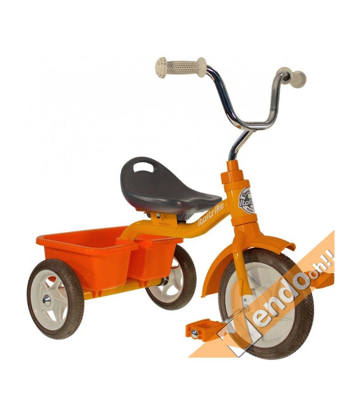 TRICICLO IN METALLO CON CASSETTA POSTERIORE TRASPORTO COSE BAMBINI BIMBO BIMBI