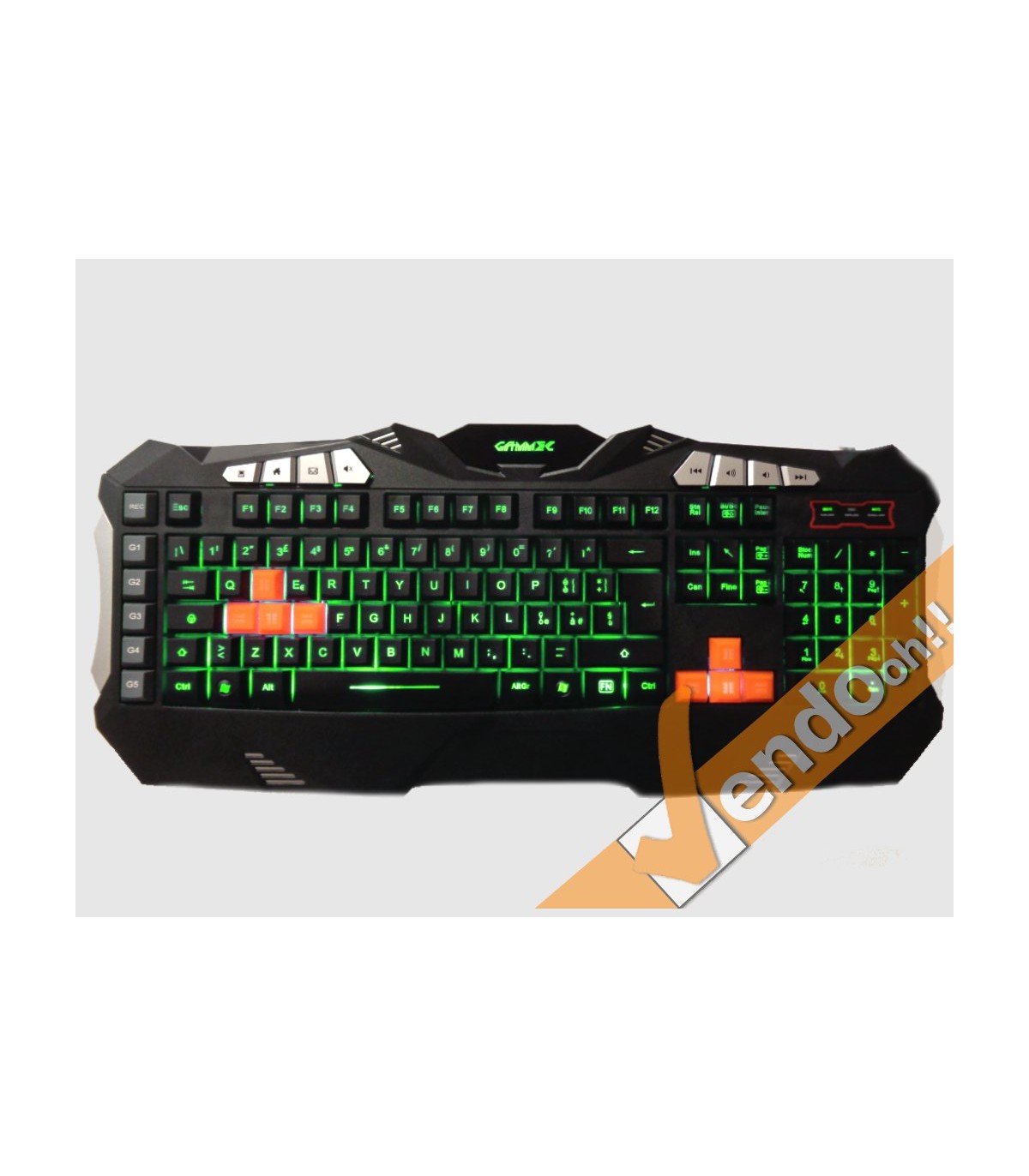 TASTIERA USB GAMING RETRO ILLUMINATA MULTIMEDIALE MACRO PROGRAMMABILE ITALIANA