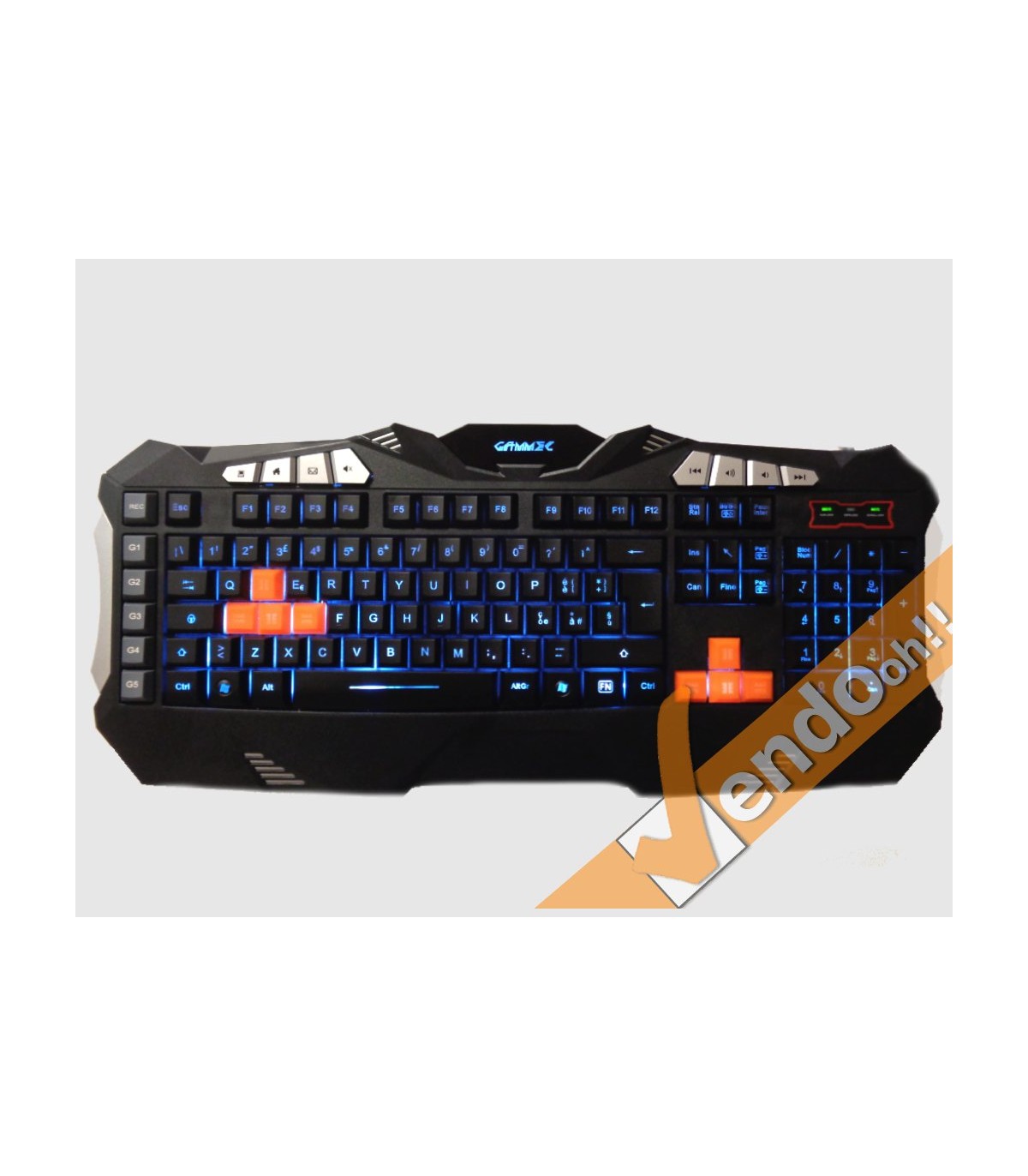TASTIERA USB GAMING RETRO ILLUMINATA MULTIMEDIALE MACRO PROGRAMMABILE ITALIANA