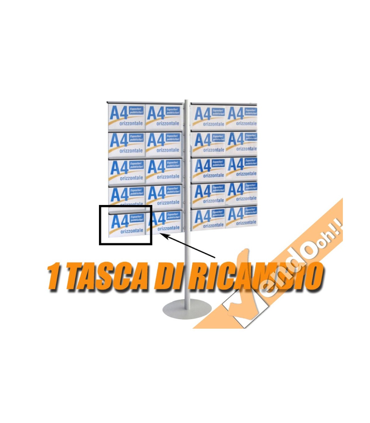 ESPOSITORE PUBBLICITARIO DA PAVIMENTO A PIANTANA 8 PAG A4 VERTICALE ALMA102/V