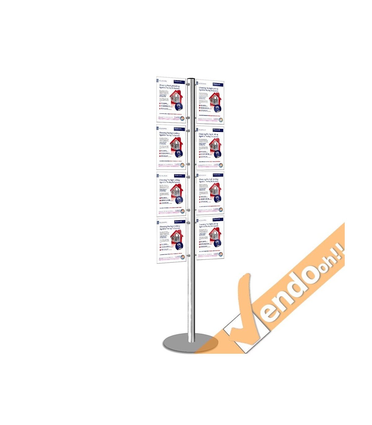 ESPOSITORE PUBBLICITARIO DA PAVIMENTO A PIANTANA 8 PAG A4 VERTICALE ALMA102/V