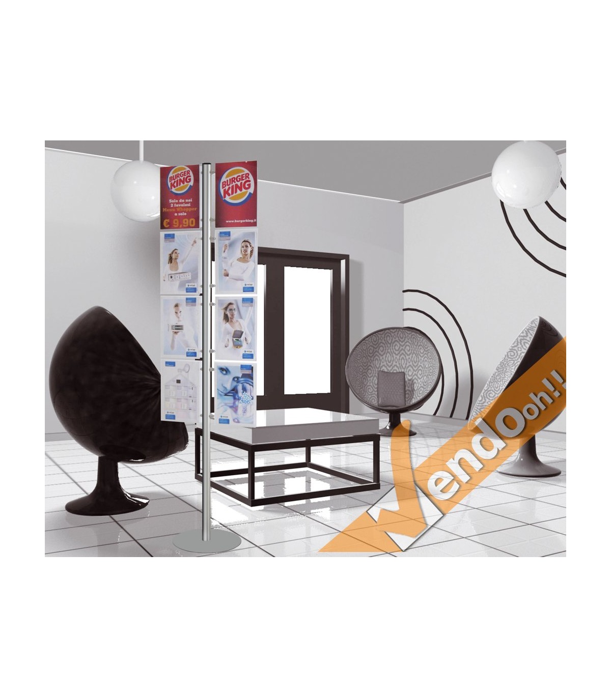 ESPOSITORE PUBBLICITARIO DA PAVIMENTO A PIANTANA 8 PAG A4 VERTICALE ALMA102/V