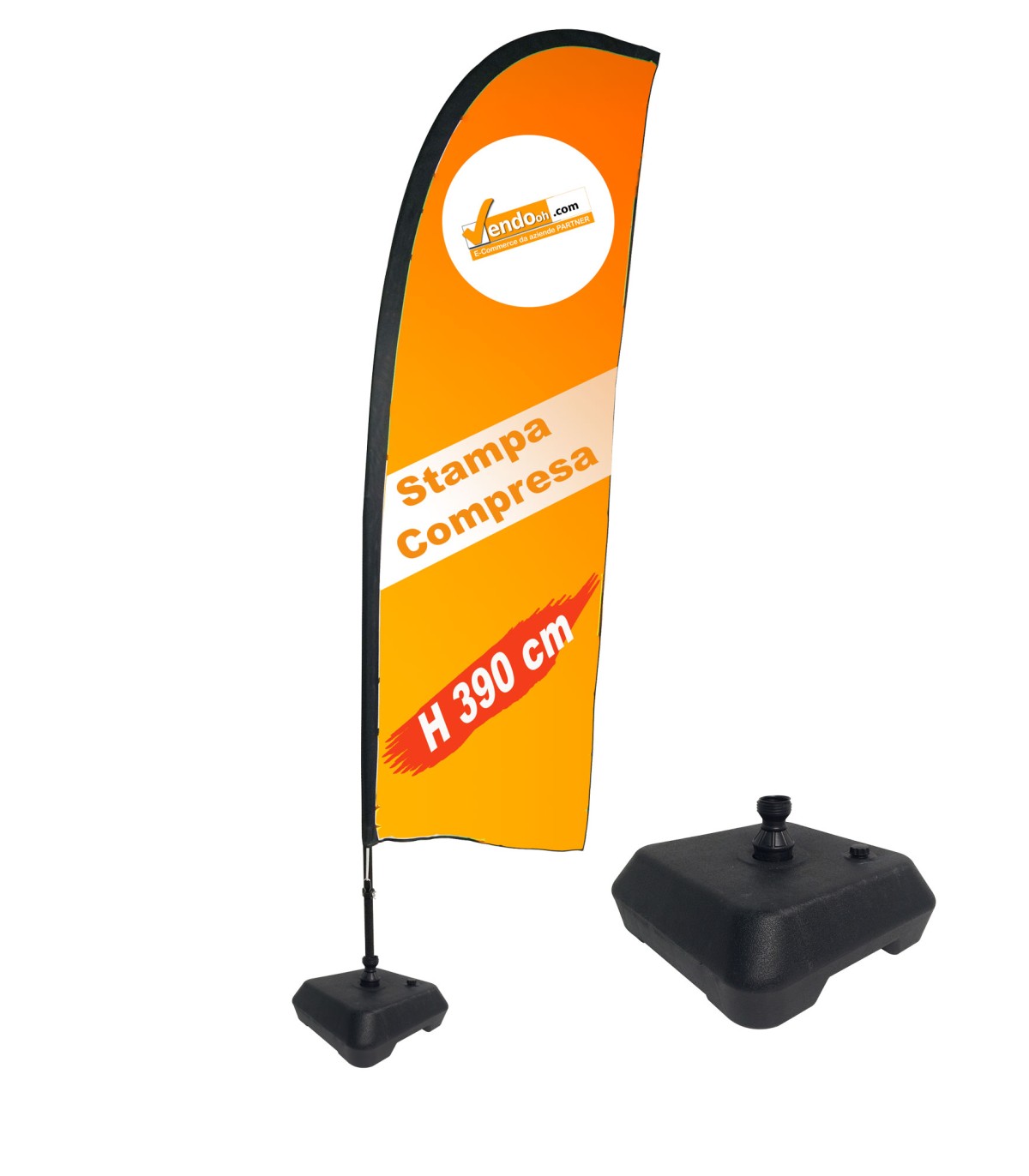 ESPOSITORE A BANDIERA DA ESTERNO INTERNO BASE A TANICA RIEMPIBILE
