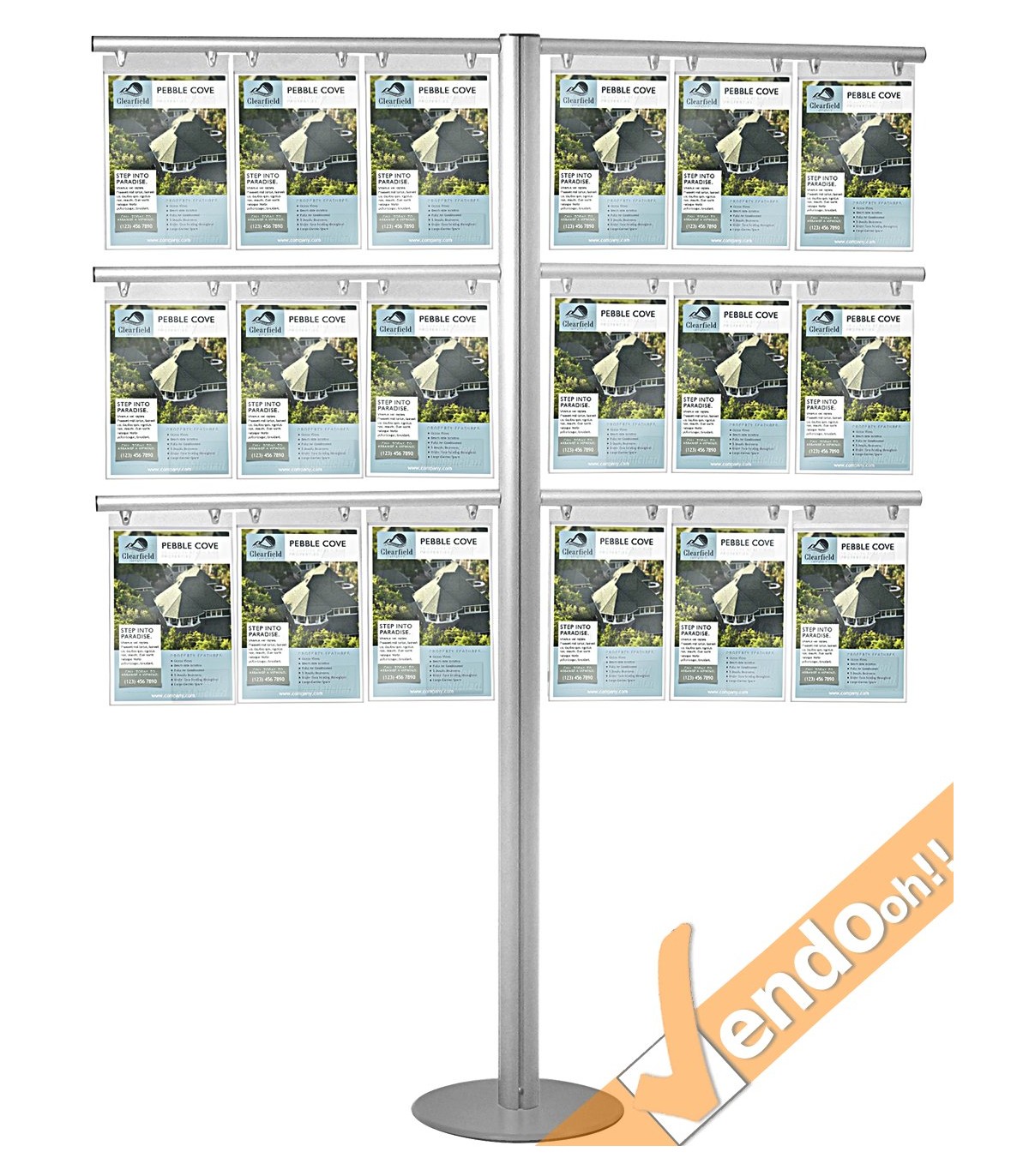 ESPOSITORE PUBBLICITARIO DA PAVIMENTO A PIANTANA BIFACCIALE DEPLIANT LOCANDINE