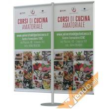 ESPOSITORE PUBBLICITARIO PORTA 2 BANNER BIFACCIALI DA PAVIMENTO VERTICALE 60X180