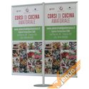 ESPOSITORE PUBBLICITARIO PORTA 2 BANNER BIFACCIALI DA PAVIMENTO VERTICALE 60X180