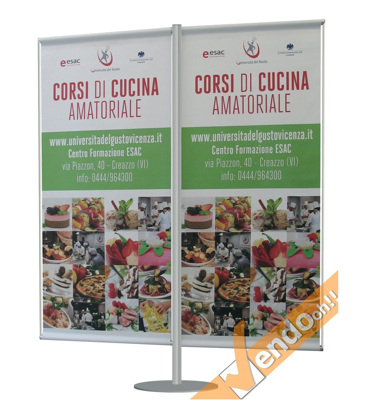 ESPOSITORE PUBBLICITARIO PORTA 2 BANNER BIFACCIALI DA PAVIMENTO VERTICALE 60X180
