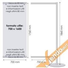 ESPOSITORE PUBBLICITARIO PORTA 2 BANNER BIFACCIALI DA PAVIMENTO VERTICALE 60X180