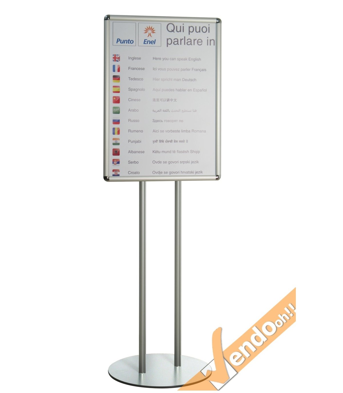 ESPOSITORE CAVALLETTO PUBBLICITARIO A PIANTANA INSEGNA GRAFICA PUBBLICITARIA