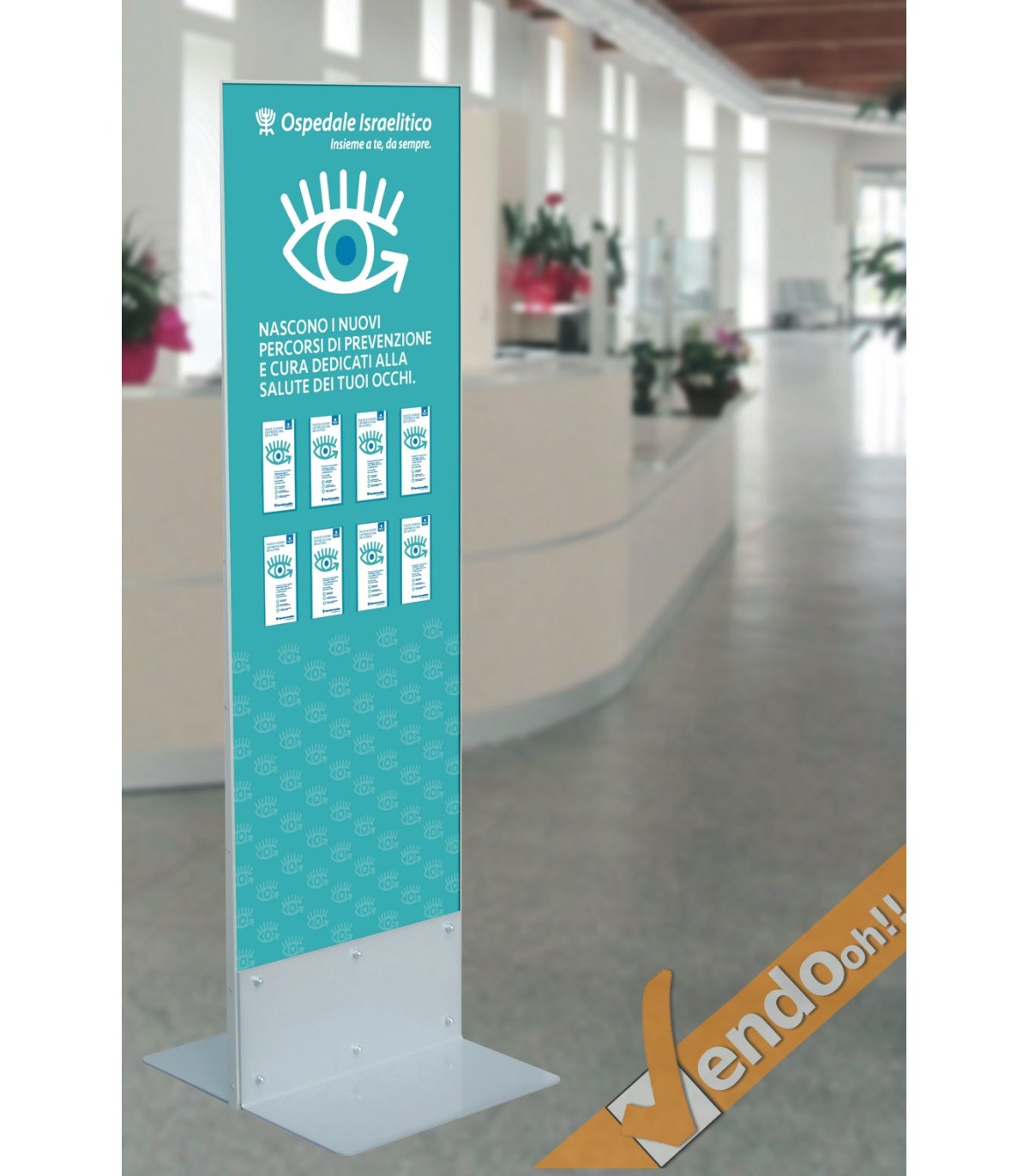 TOTEM ESPOSITORE BIFACCIALE PUBBLICITA INFORMAZIONE COMUNICAZIONE GRAFICA 42X156