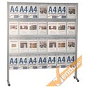 ESPOSITORE PUBBLICITARIO PORTA LOCANDINE DEPLIANT COMUNICAZIONI 28 POSTI A RUOTE