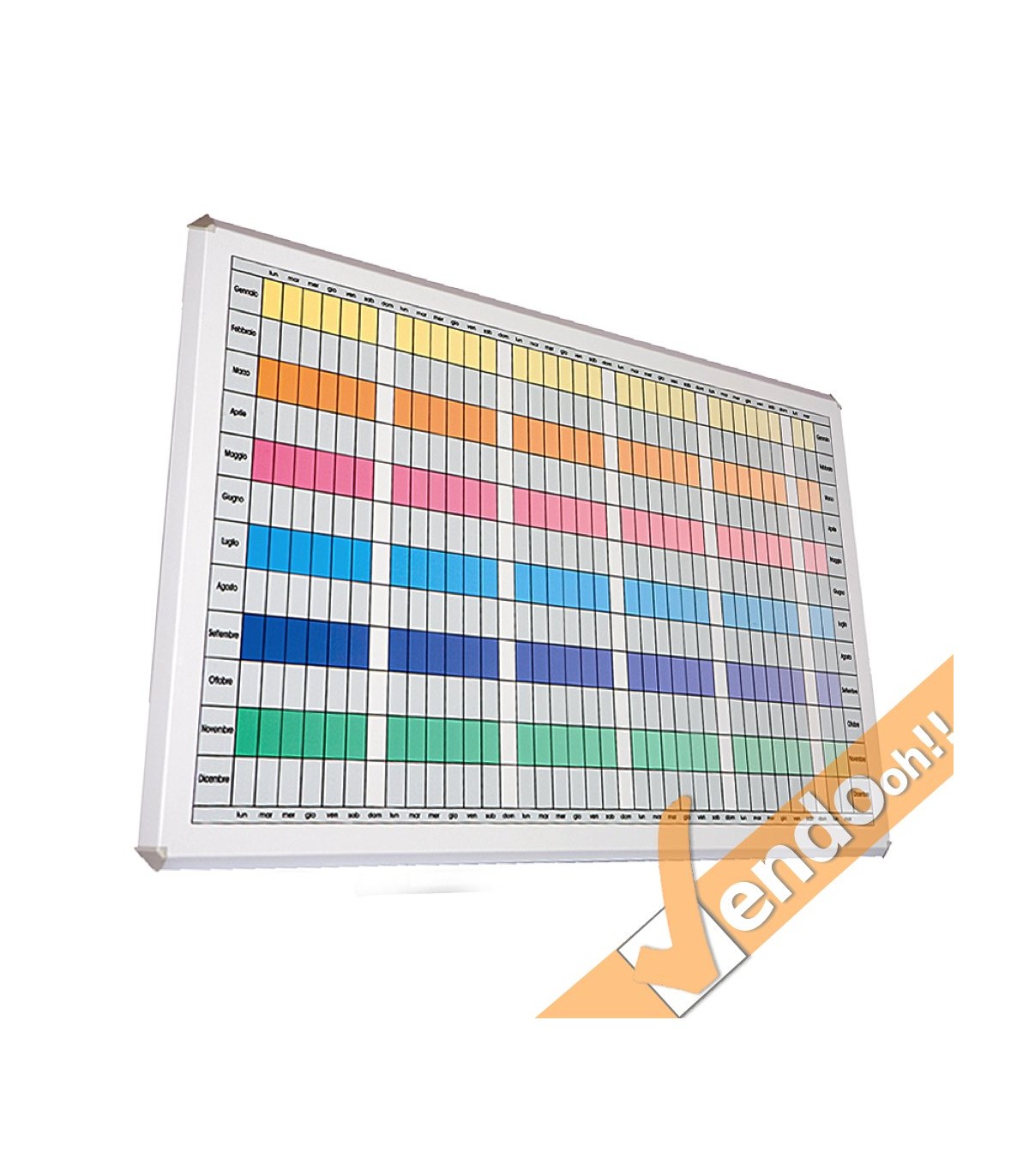 LAVAGNA MAGNETICA PLANNING ANNUALE 90X60 CM PER UFFICIO SCUOLA SCRIVIBILE CON PENNARELLI BOARD0051
