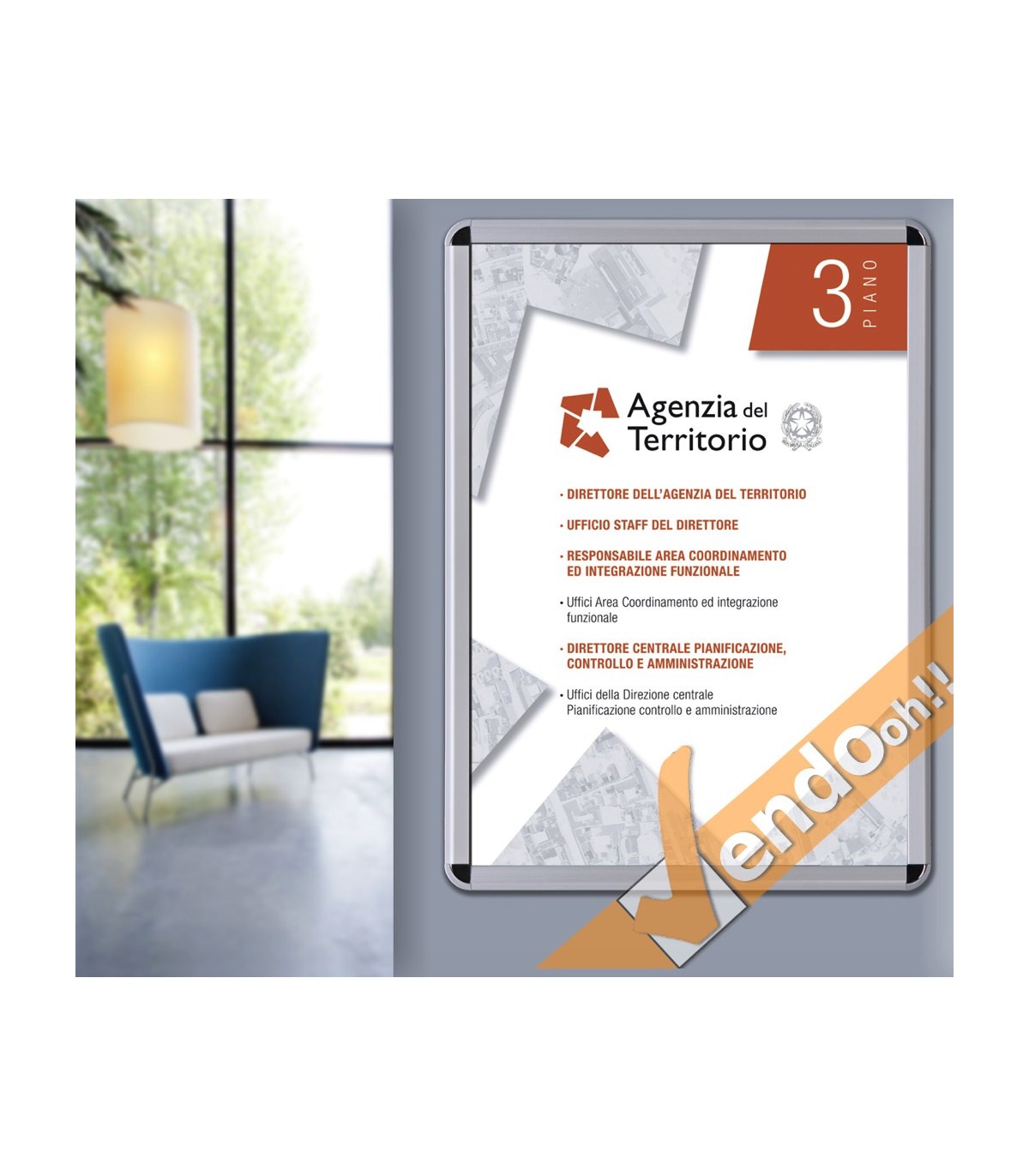 CORNICE ESPOSITIVA PUBBLICITARIA 140x100 DA MURO UFFICIO NEGOZIO AGENZIA CRPT07