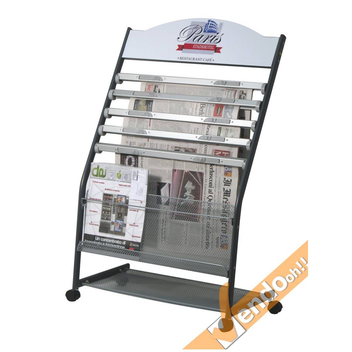 ESPOSITORE PORTA GIORNALI RIVISTE QUOTIDIANI CARRELLATO CON RUOTE HOTEL ALBERGO ESPOSITORE PORTA GIORNALI RIVISTE QUOTIDIANI CARRELLATO CON RUOTE HOTEL ALBERGO