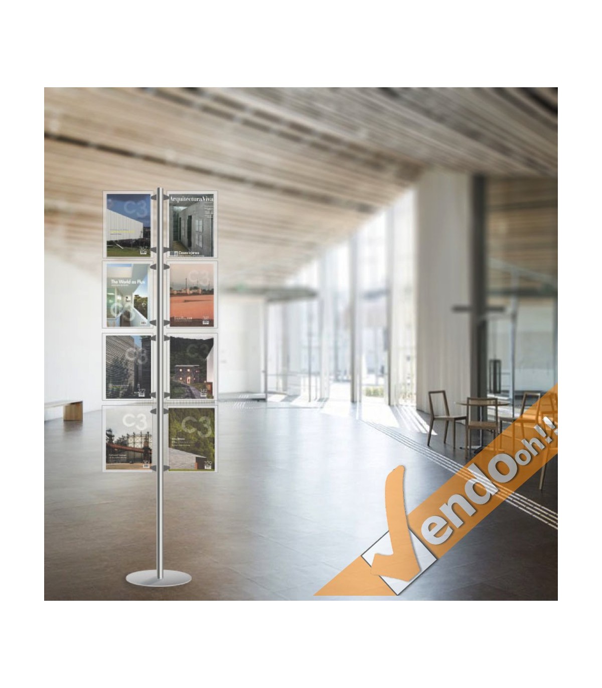 ESPOSITORE PUBBLICITARIO DA PAVIMENTO A PIANTANA 8 PAG A4 VERTICALE ALMA002/V