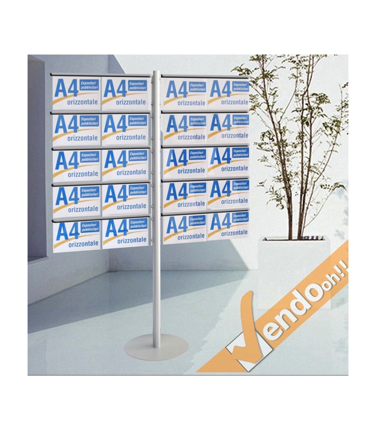 ESPOSITORE PUBBLICITARIO DA PAVIMENTO A4 PIANTANA BIFACCIALE DEPLIANT LOCANDINE