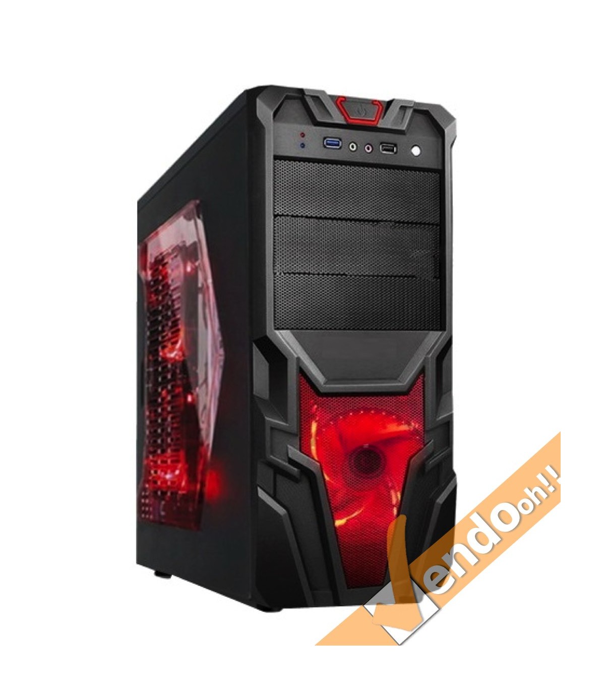 CASE COMPUTER PC GAMING ATX IN METALLO CON MANIGLIA USB 3 VENTOLA LUMINOSA A LED
