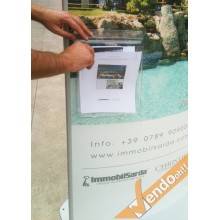 TOTEM PUBBLICITARIO ESPOSITORE DA TERRA BIFACCIALE COMUNICAZIONI E INDICAZIONI