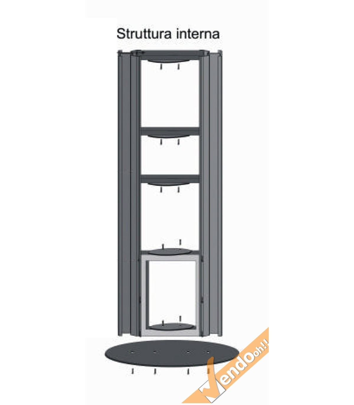 TOTEM PUBBLICITARIO BIFACCIALE DA TERRA DA INTERNO CERTIFICATO H 180 L 42 CM