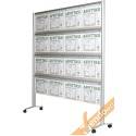 ESPOSITORE PUBBLICITARIO PORTA LOCANDINE DEPLIANT COMUNICAZIONI 25 POSTI A RUOTE