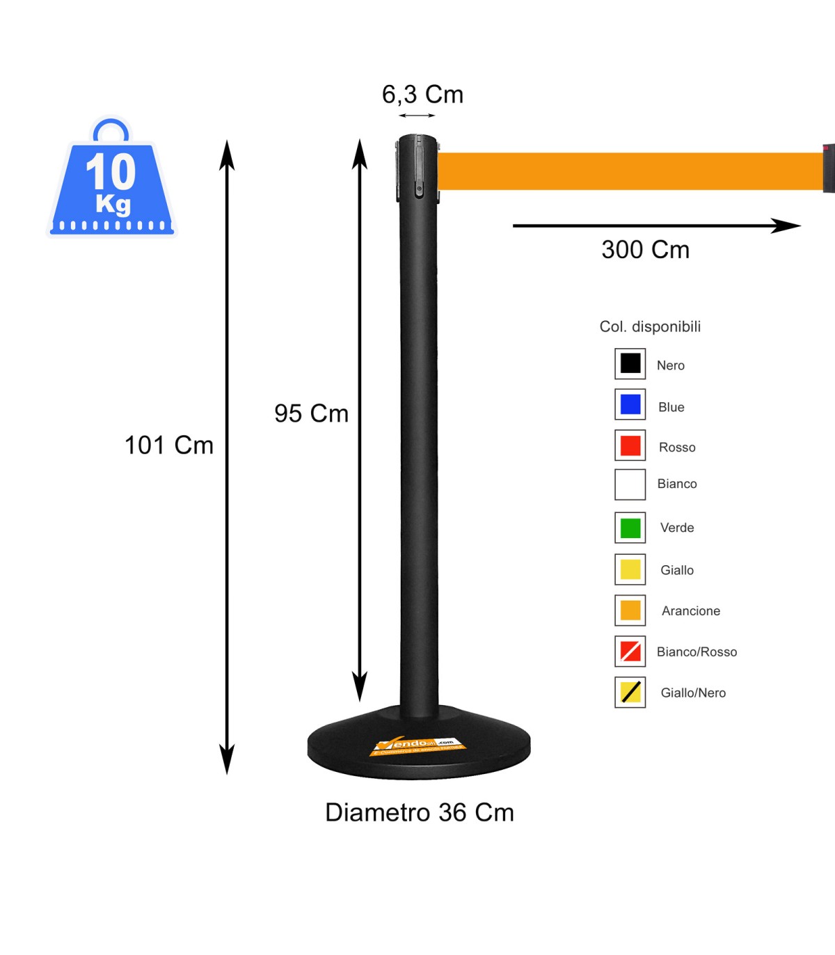 COLONNA COLONNINA NASTRO ARANCIONE  TEATRO AEROPORTO SEGNA PERCORSO DELIMITA AREA