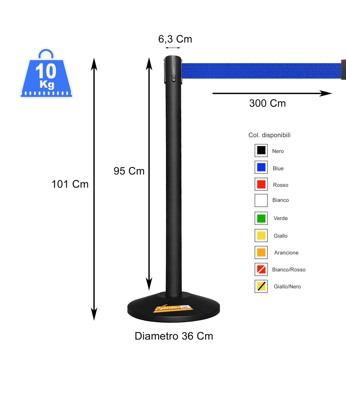 COLONNA COLONNINA NERA A NASTRO TEATRO AEROPORTO SEGNA PERCORSO DELIMITA AREA