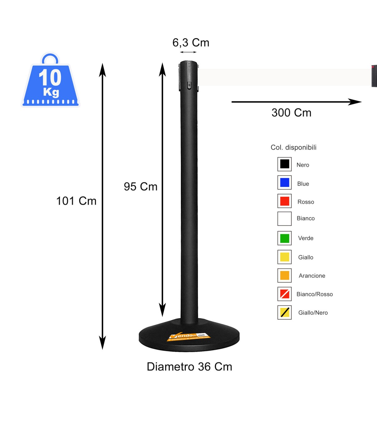 COLONNA COLONNINA NERA A NASTRO TEATRO AEROPORTO SEGNA PERCORSO DELIMITA AREA