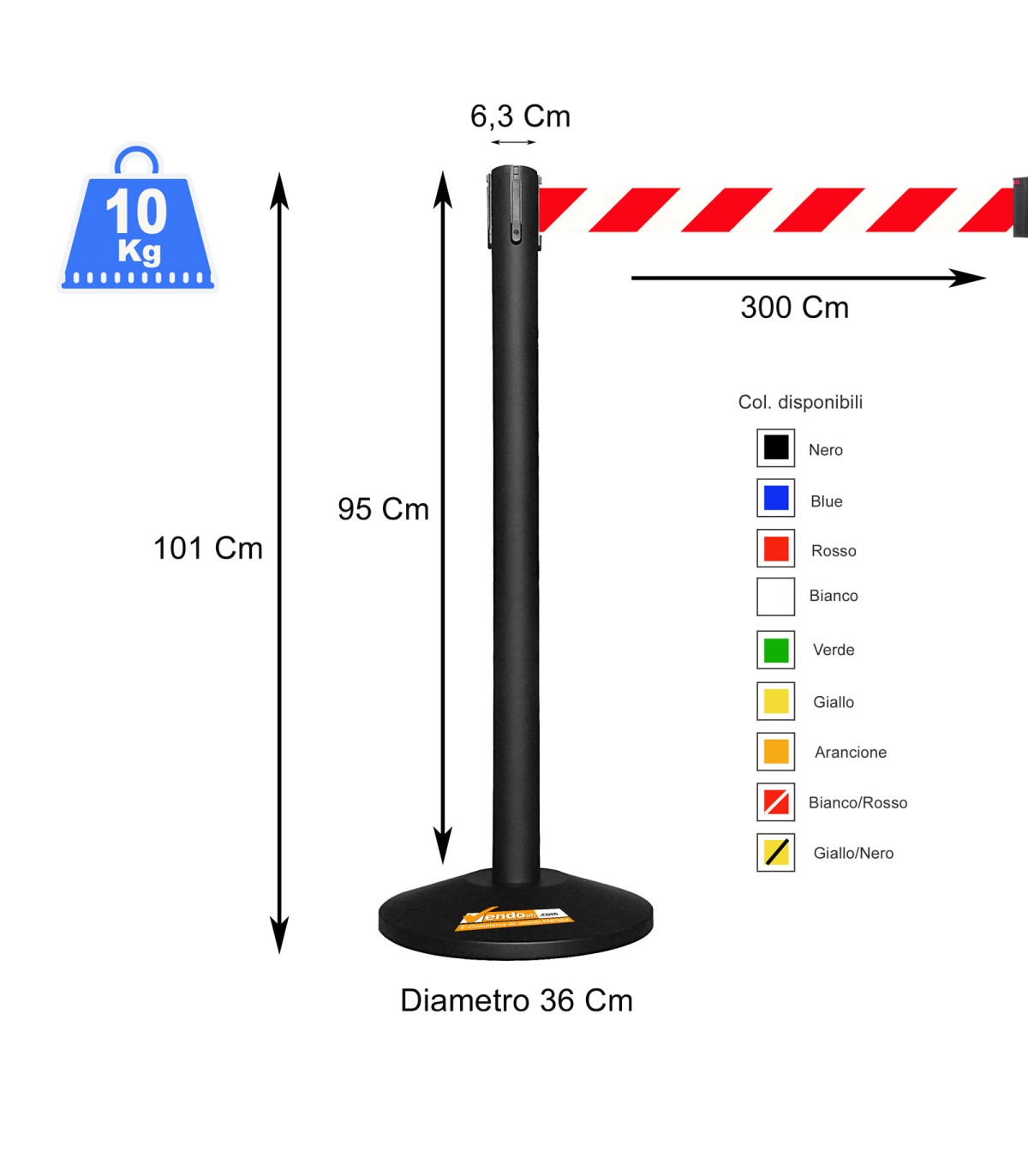 COLONNA COLONNINA NERA A NASTRO TEATRO AEROPORTO SEGNA PERCORSO DELIMITA AREA