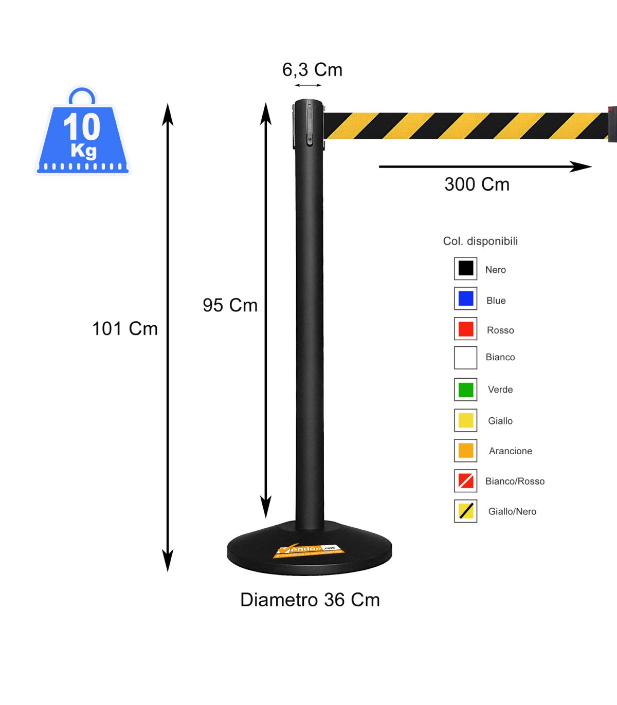 COLONNA COLONNINA NASTRO GIALLO-NERO TEATRO AEROPORTO SEGNA PERCORSO DELIMITA AREA