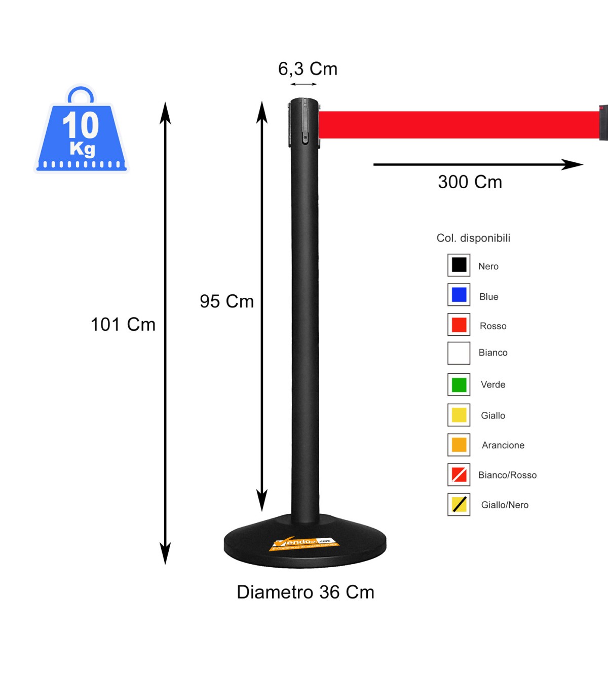 COLONNA COLONNINA NERA A NASTRO TEATRO AEROPORTO SEGNA PERCORSO DELIMITA AREA