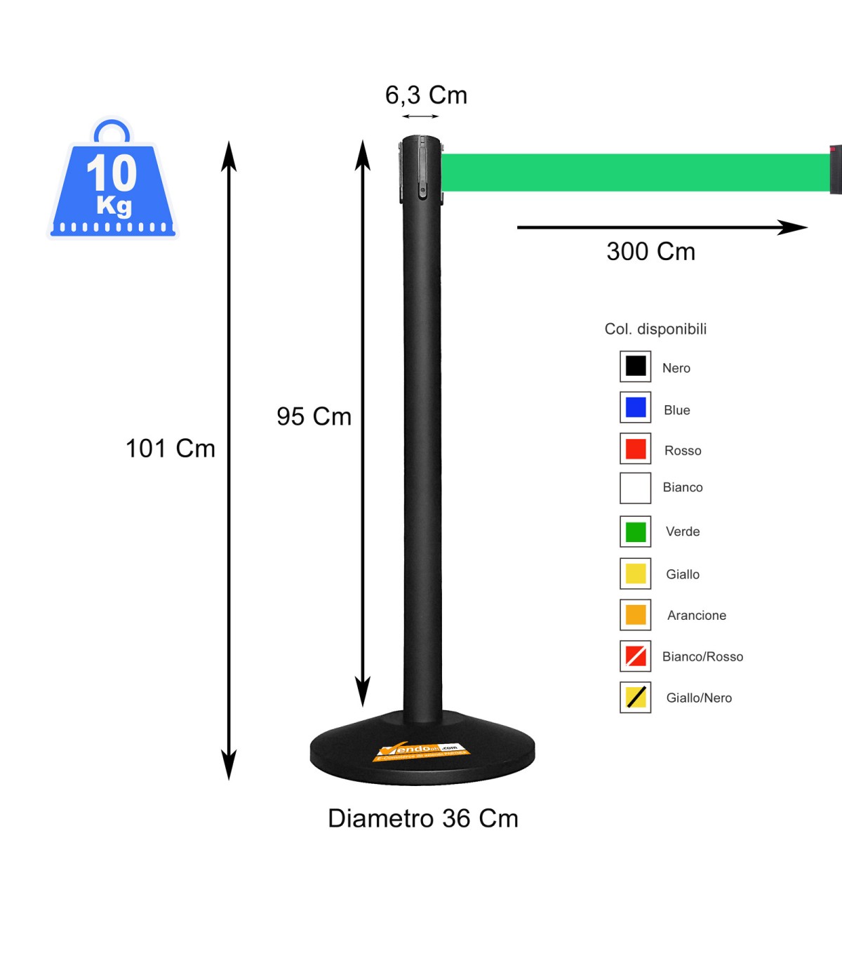 COLONNA COLONNINA NERA A NASTRO TEATRO AEROPORTO SEGNA PERCORSO DELIMITA AREA