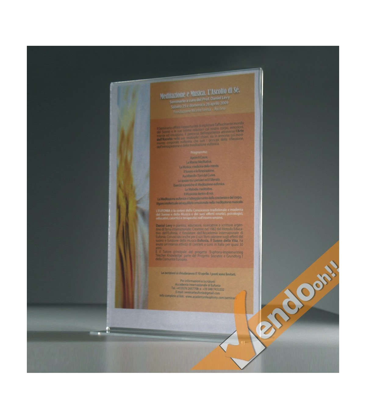 ESPOSITORE A5 PORTA AVVISI PORTA FOTO CON BASE TAVOLO UFFICIO SCRIVANIA PAB105