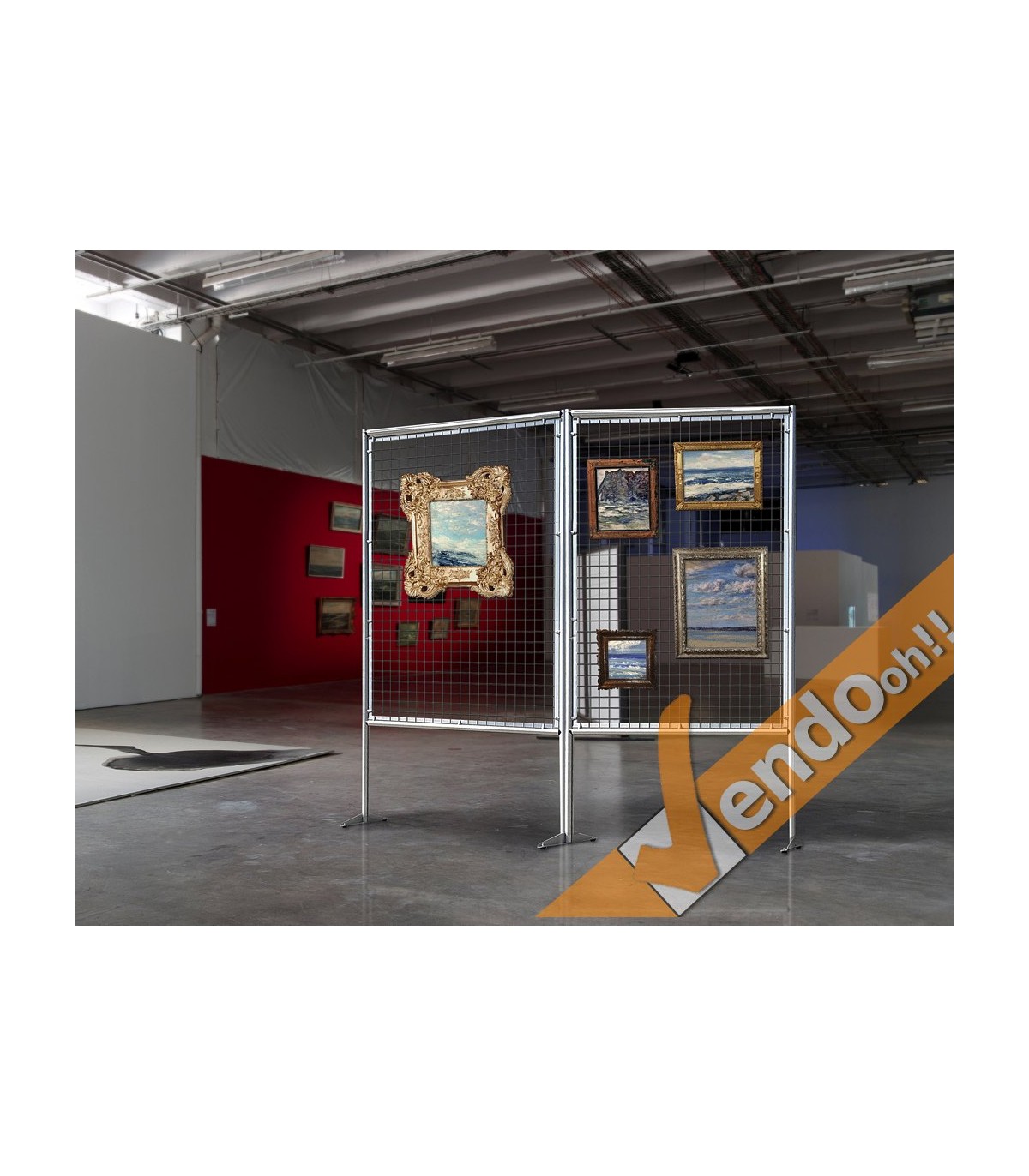 PANNELLO IN RETE METALLICA PARETE MOBILE IN GRIGLIA MOSTRE MUSEO GALLERIA WHL304