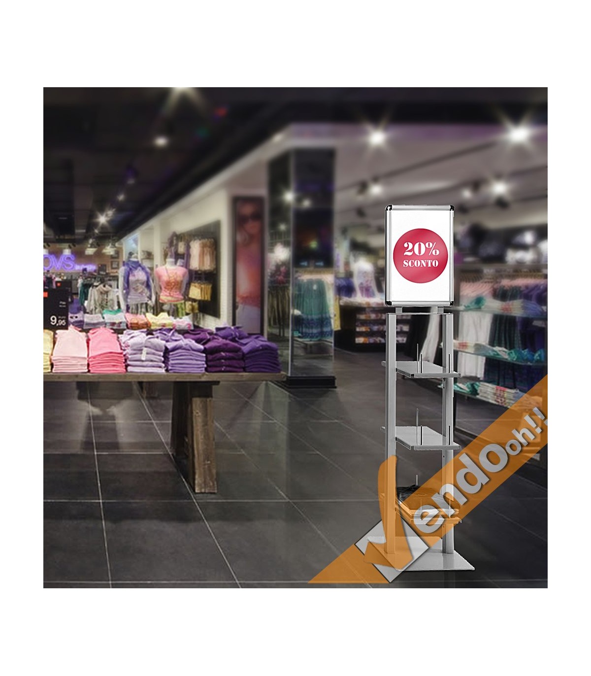 PORTA RIVISTE GIORNALI LIBRI 3 RIPIANI ESPOSITORE PAVIMENTO CORNICE A3 META012