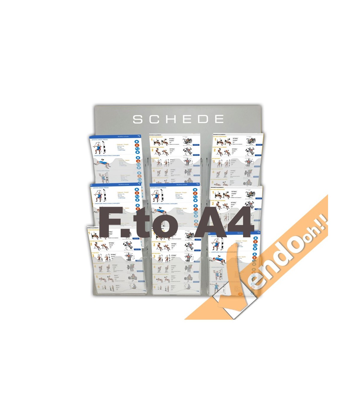 ESPOSITORE DA PARETE FORMATO A4 PORTA DEPLIANT IN PLEXIGLASS 12 TASCHE META022