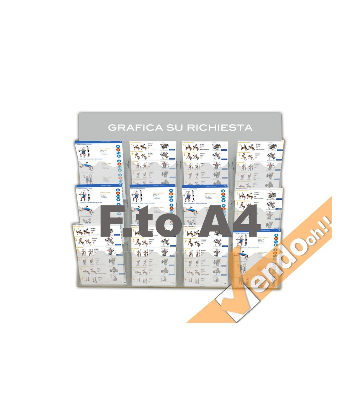 ESPOSITORE DA PARETE FORMATO A4 PORTA DEPLIANT IN PLEXIGLASS 12 TASCHE META023