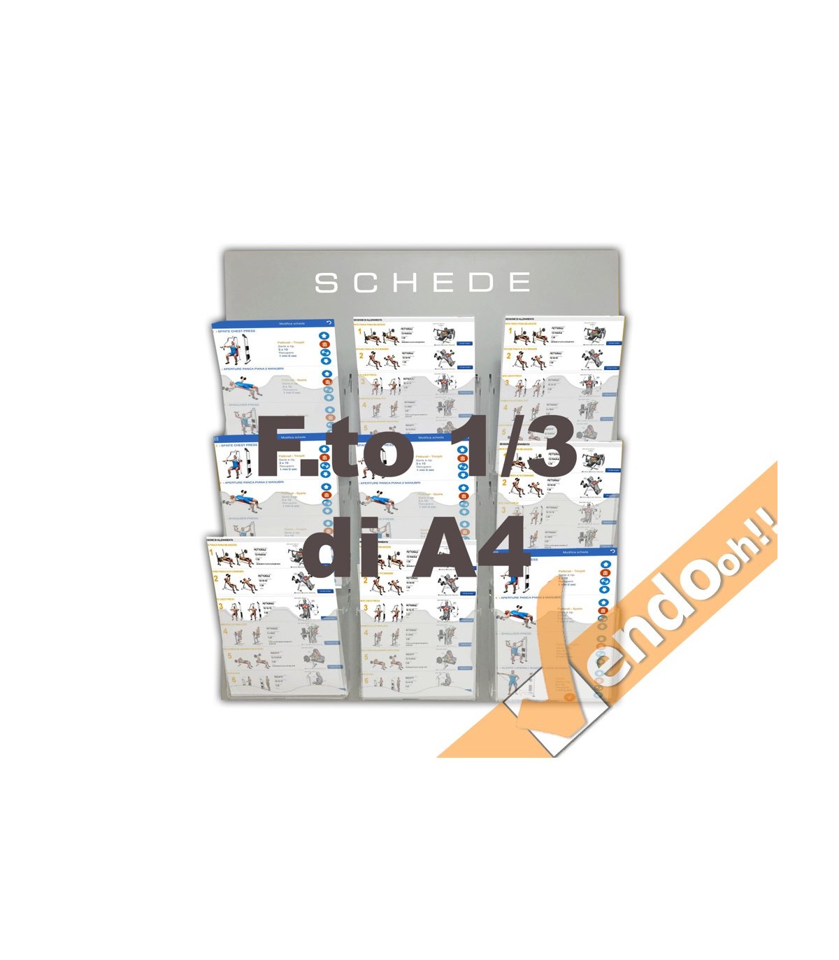 ESPOSITORE DA PARETE 1/3 DI A4 PORTA DEPLIANT IN PLEXIGLASS 4 TASCHE META022A