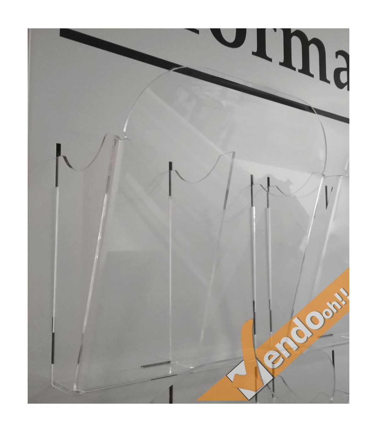 ESPOSITORE DA PARETE 1/3 DI A4 PORTA DEPLIANT IN PLEXIGLASS 12 TASCHE META023A