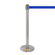 COLONNINA ACCIAIO A NASTRO BLU SEGNA PERCORSO BASE ANTI INCIAMPO PIATTA