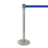 COLONNINA ACCIAIO A NASTRO BLU SEGNA PERCORSO BASE ANTI INCIAMPO PIATTA